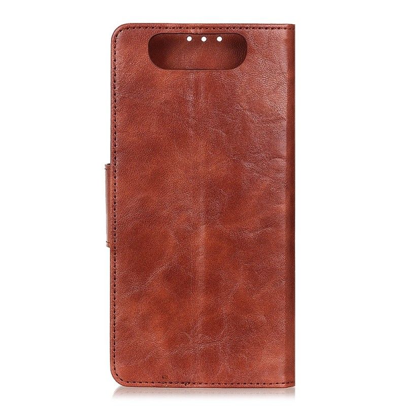 Leren Hoesje Samsung Galaxy A80 / A90 Bruin Zwart Telefoonhoesje Dubbelzijdige Magnetische Klep