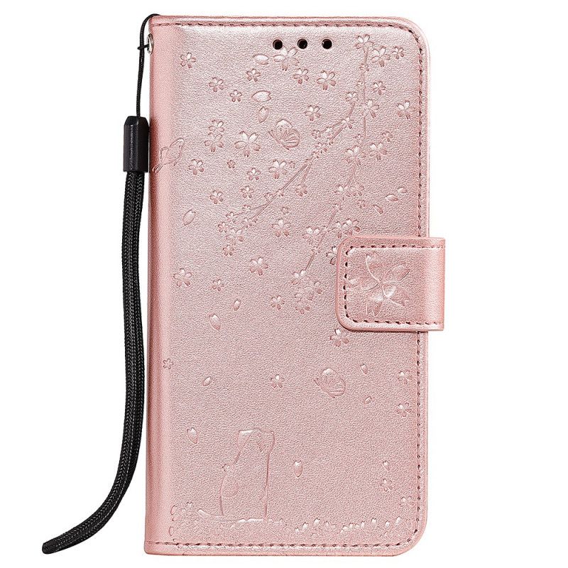 Leren Hoesje Samsung Galaxy A80 / A90 Magenta Grijs String Mijmering