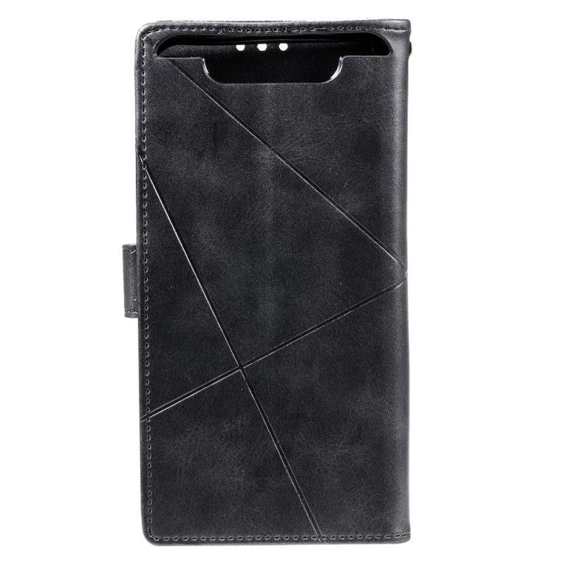 Leren Hoesje Samsung Galaxy A80 / A90 Zwart Telefoonhoesje Diamant Imitatieleer