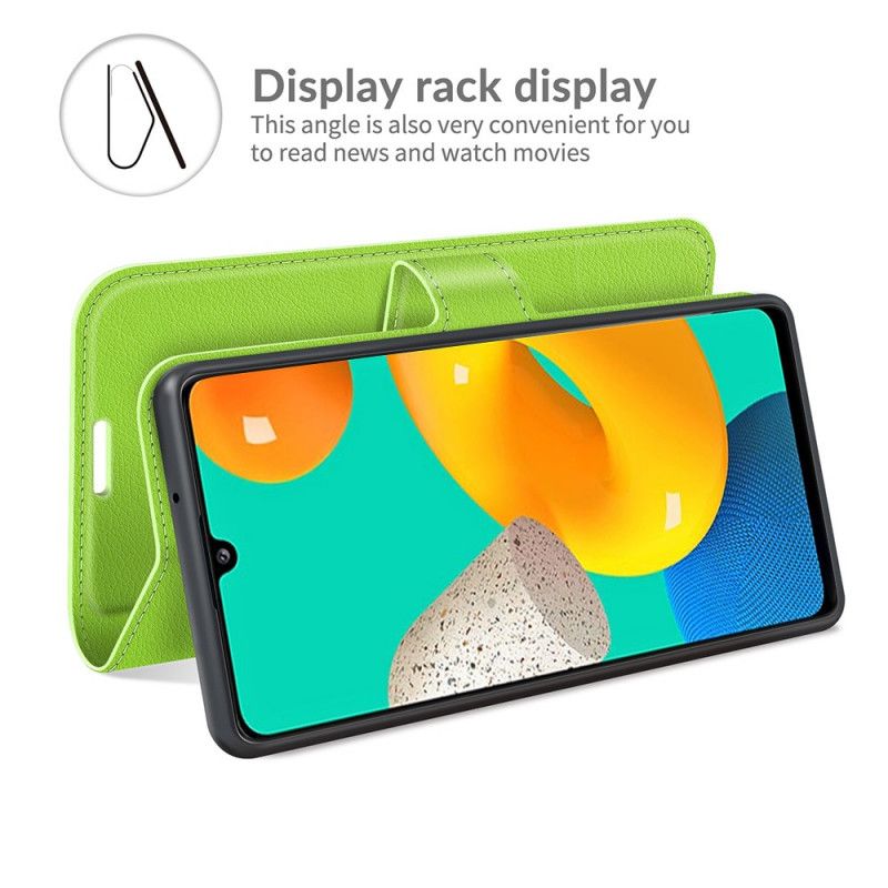 Folio-hoesje Samsung Galaxy M32 Klassiek Litchi-leereffect
