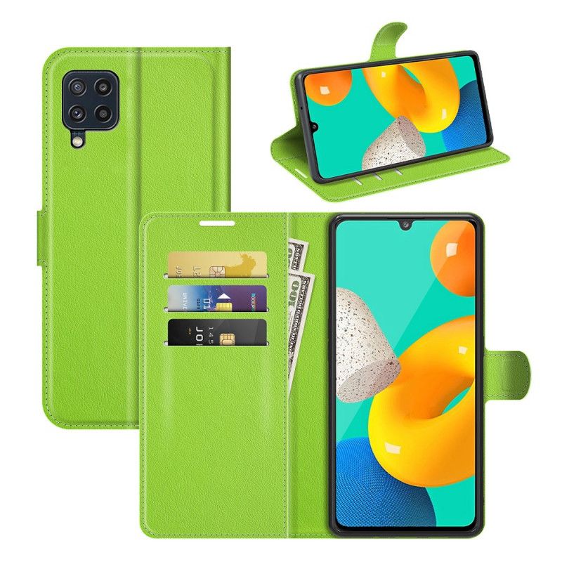 Folio-hoesje Samsung Galaxy M32 Klassiek Litchi-leereffect