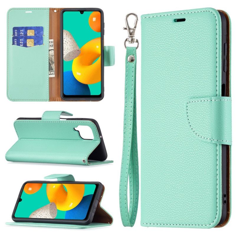 Leren Hoesje Samsung Galaxy M32 Lychee Flap Schuin Bescherming Hoesje