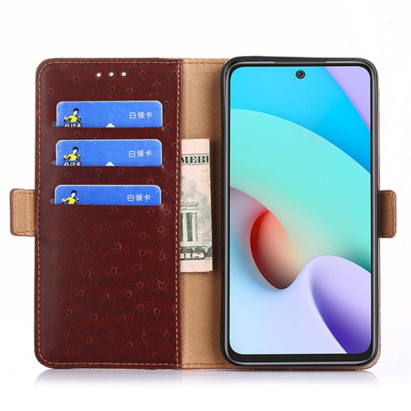 Leren Hoesje Samsung Galaxy M32 Tweekleurige Struisvogel Huidtextuur Bescherming Hoesje