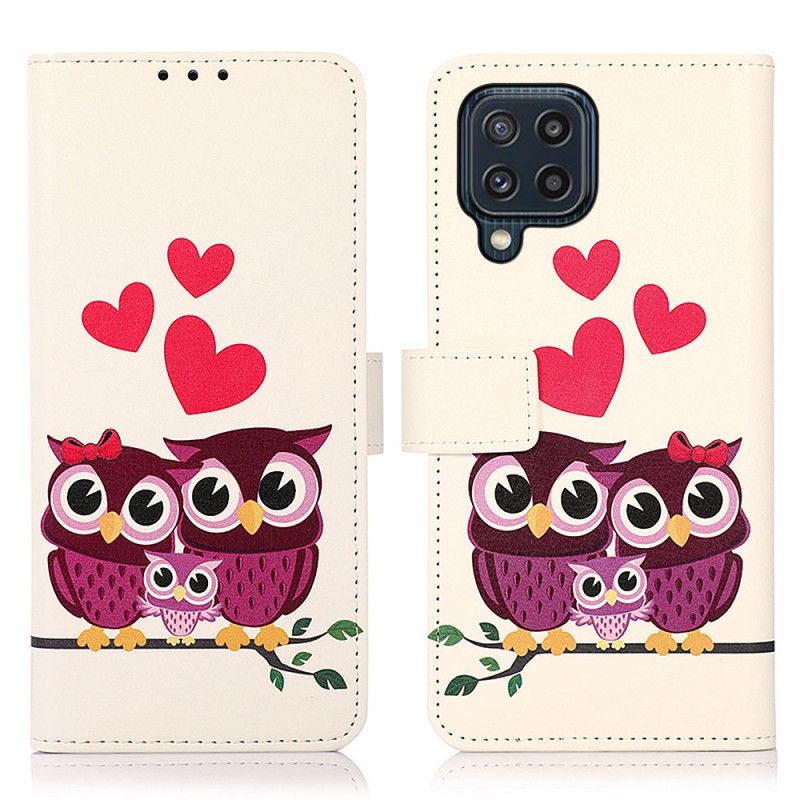 Leren Hoesje Samsung Galaxy M32 Uilenfamilie Bescherming Hoesje