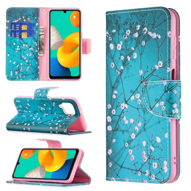 Leren Hoesje Voor Samsung Galaxy M32 Bloeiende Boom