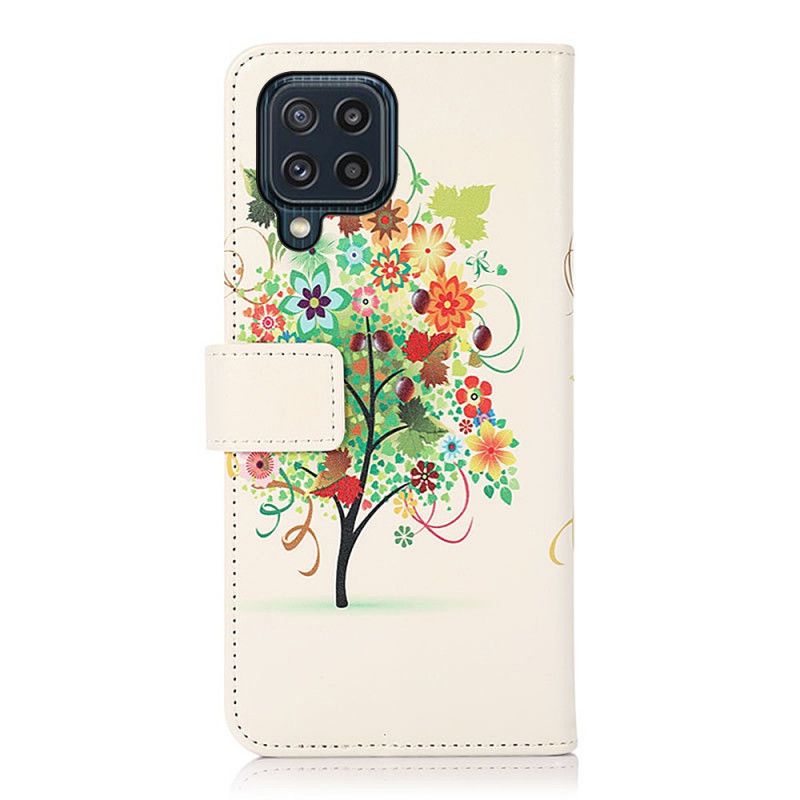 Leren Hoesje Voor Samsung Galaxy M32 Bloeiende Boom