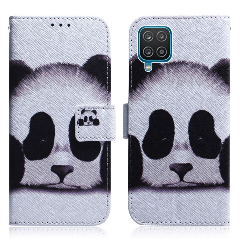Leren Hoesje Voor Samsung Galaxy M32 Panda Gezicht