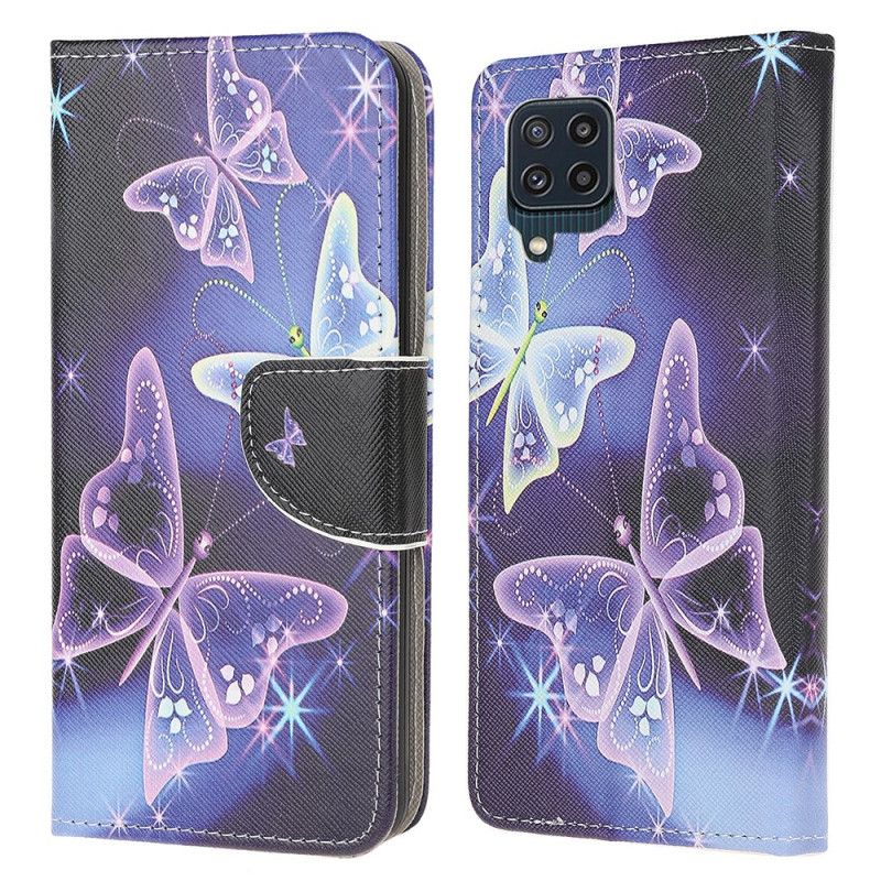 Leren Hoesje Voor Samsung Galaxy M32 Soevereine Vlinders