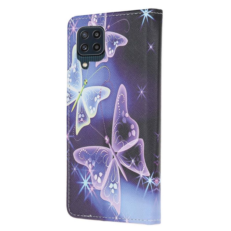Leren Hoesje Voor Samsung Galaxy M32 Soevereine Vlinders