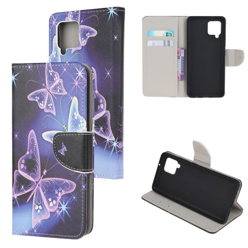 Leren Hoesje Voor Samsung Galaxy M32 Soevereine Vlinders