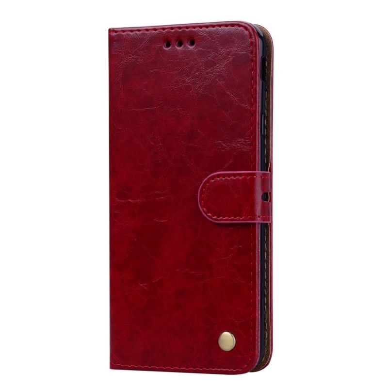 Cover Folio-hoesje Samsung Galaxy J4 Plus Rood Telefoonhoesje Hoed Prins Met Glanzend Leereffect