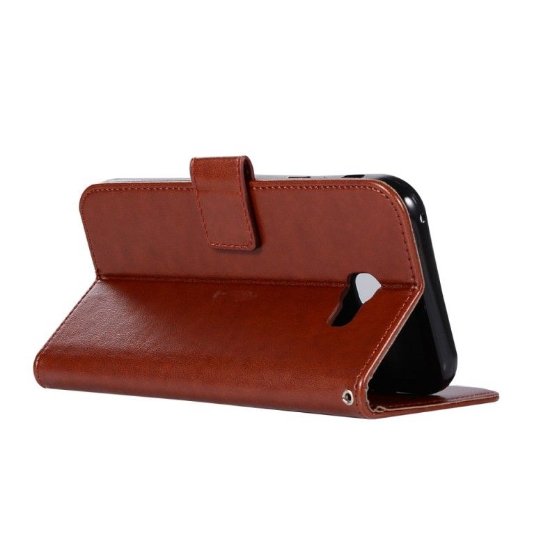 Flip Case Leren Samsung Galaxy J4 Plus Grijs Zwart Uil Dromenvanger Met Leereffect