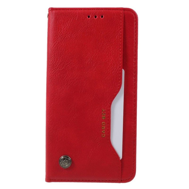 Folio-hoesje voor Samsung Galaxy J4 Plus Rood Zwart Kaarthouder Van Kunstleer