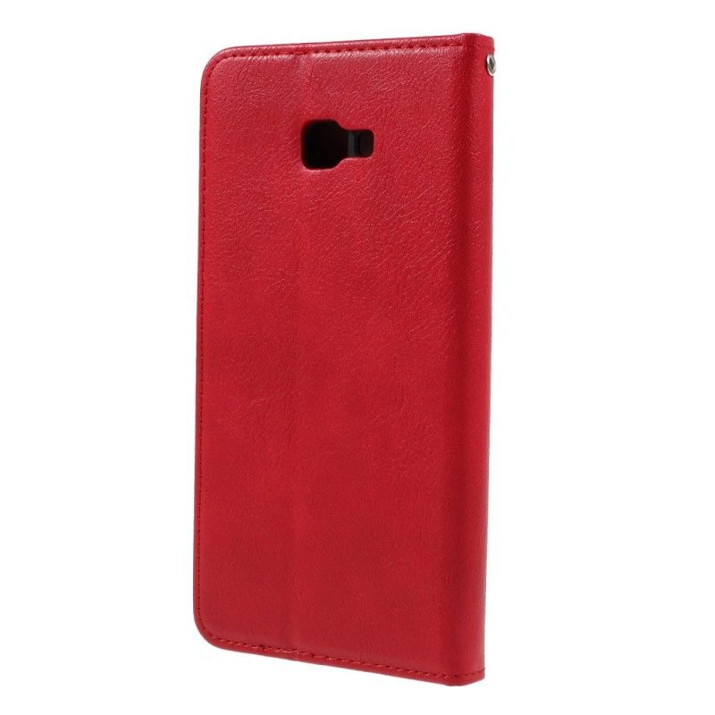 Folio-hoesje voor Samsung Galaxy J4 Plus Rood Zwart Kaarthouder Van Kunstleer