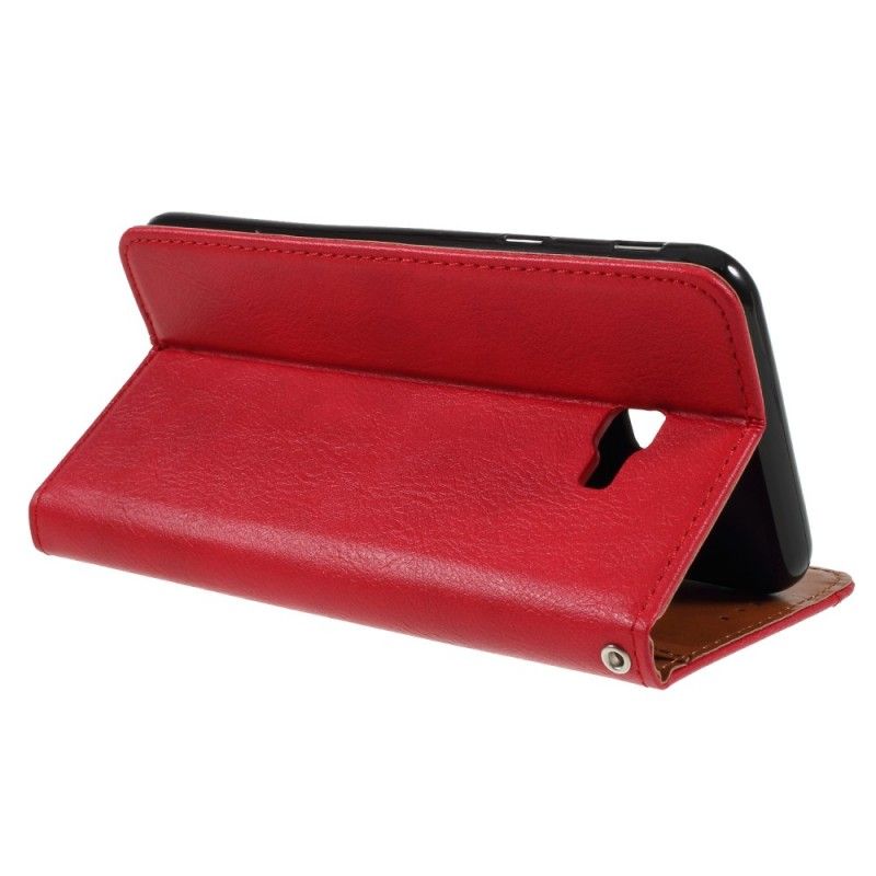 Folio-hoesje voor Samsung Galaxy J4 Plus Rood Zwart Kaarthouder Van Kunstleer
