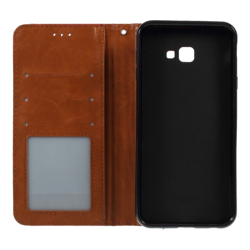 Folio-hoesje voor Samsung Galaxy J4 Plus Rood Zwart Kaarthouder Van Kunstleer