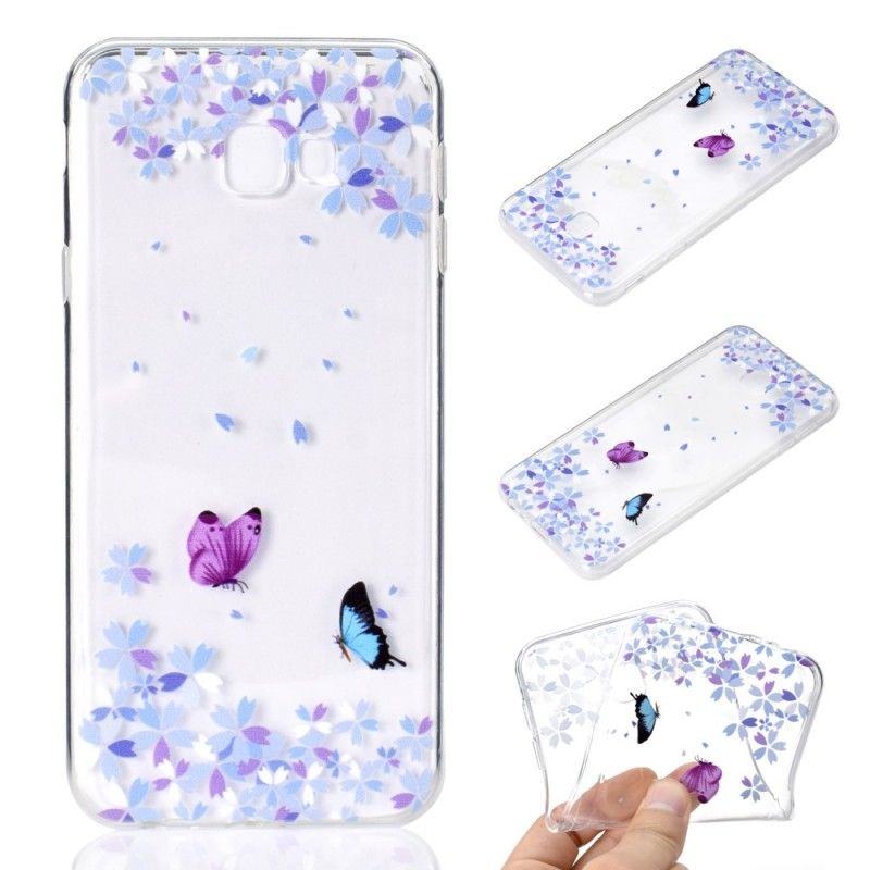 Hoesje Samsung Galaxy J4 Plus Telefoonhoesje Transparante Vlinders En Bloemen