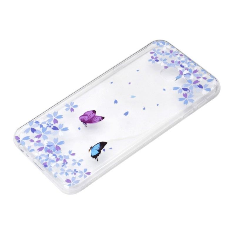 Hoesje Samsung Galaxy J4 Plus Telefoonhoesje Transparante Vlinders En Bloemen