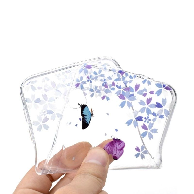 Hoesje Samsung Galaxy J4 Plus Telefoonhoesje Transparante Vlinders En Bloemen