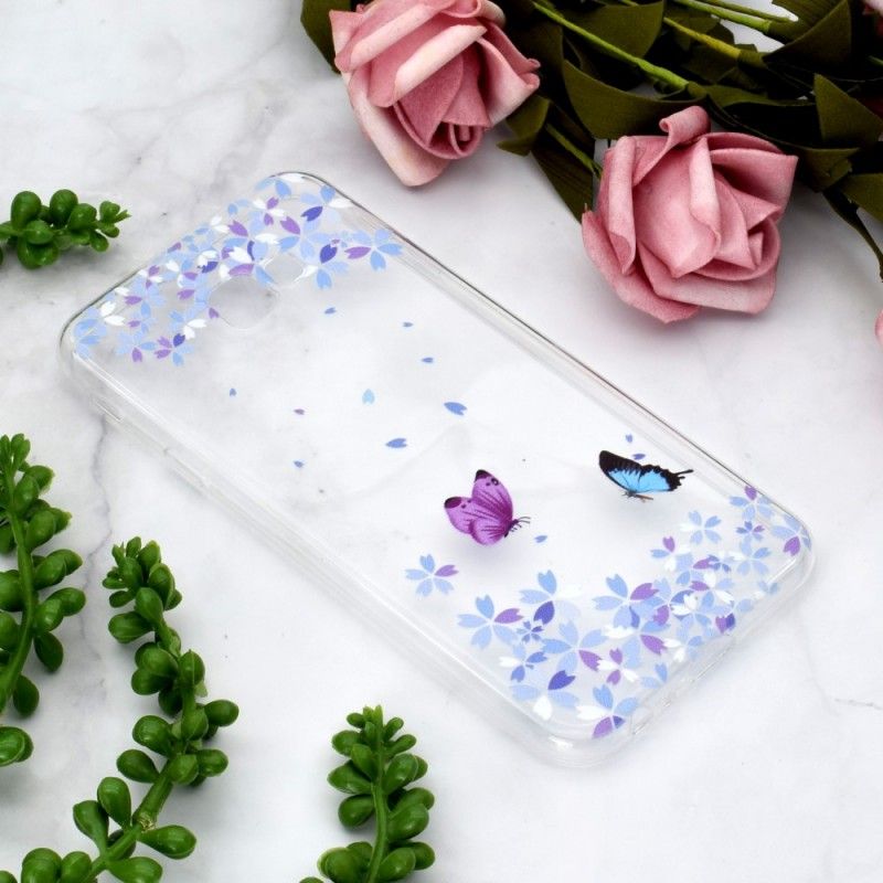 Hoesje Samsung Galaxy J4 Plus Telefoonhoesje Transparante Vlinders En Bloemen