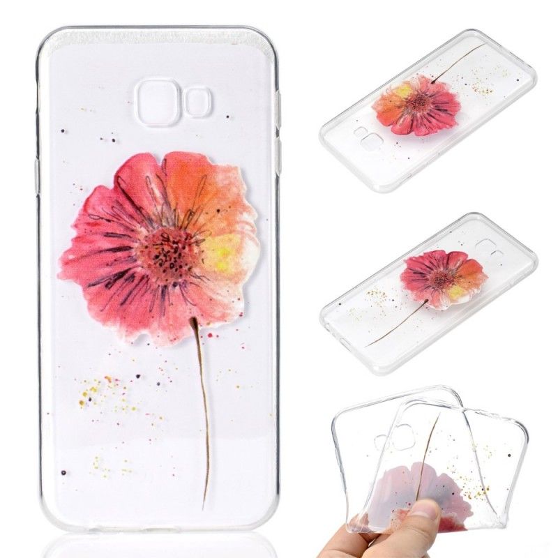 Hoesje Samsung Galaxy J4 Plus Transparante Aquarel Klaproos