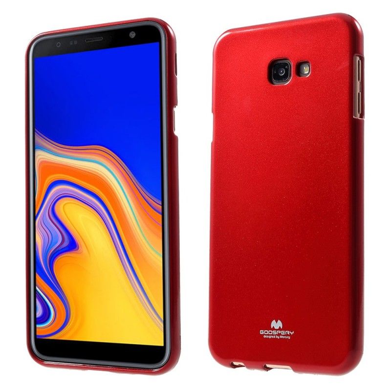 Hoesje voor Samsung Galaxy J4 Plus Wit Zwart Flitsend Kwikmetaaleffect