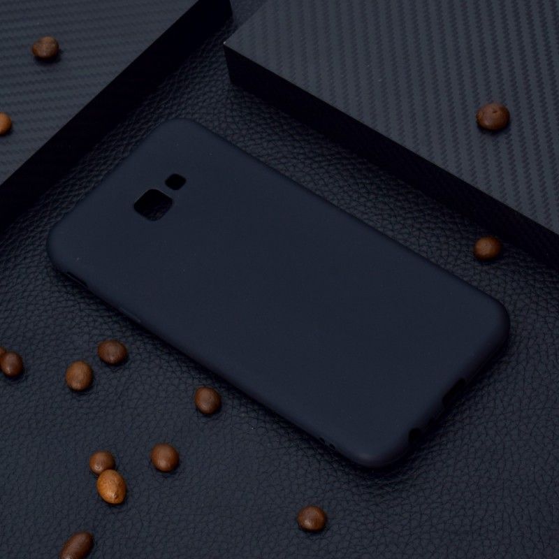 Hoesje voor Samsung Galaxy J4 Plus Wit Zwart Matte Siliconen