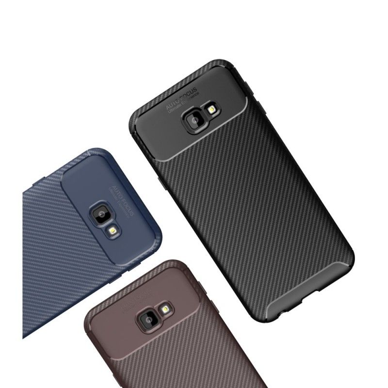 Hoesje voor Samsung Galaxy J4 Plus Zwart Flexibele Koolstofvezeltextuur