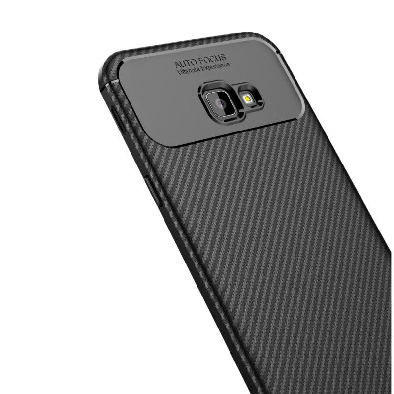 Hoesje voor Samsung Galaxy J4 Plus Zwart Flexibele Koolstofvezeltextuur