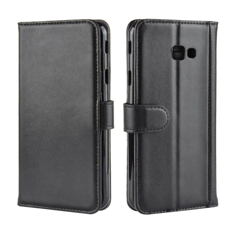Leren Hoesje voor Samsung Galaxy J4 Plus Bruin Zwart Splitleer