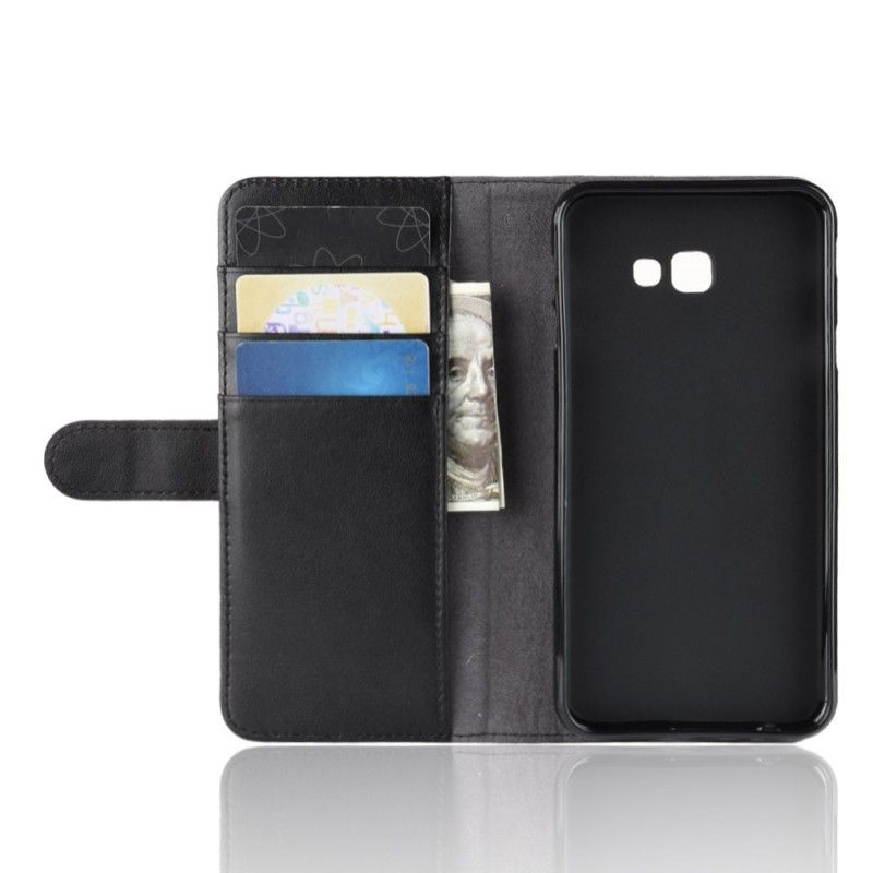 Leren Hoesje voor Samsung Galaxy J4 Plus Bruin Zwart Splitleer