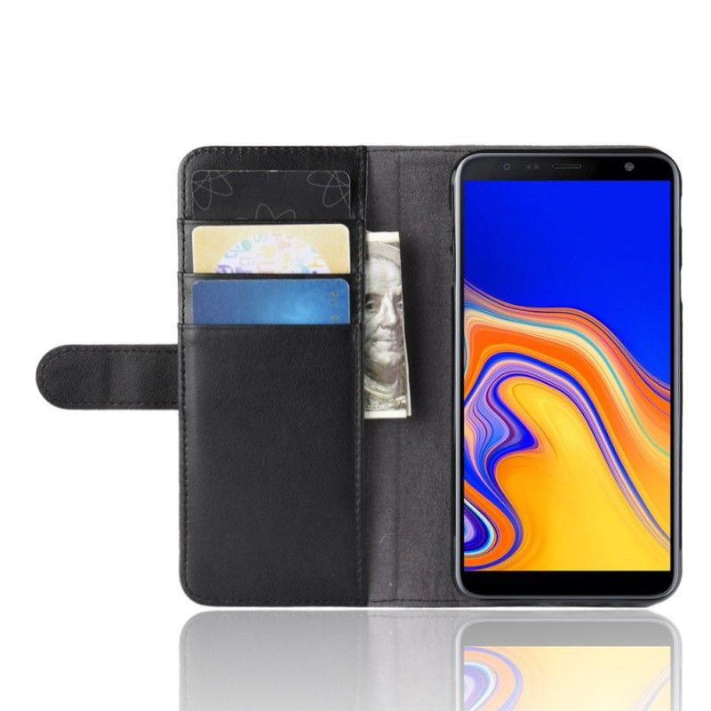 Leren Hoesje voor Samsung Galaxy J4 Plus Bruin Zwart Splitleer