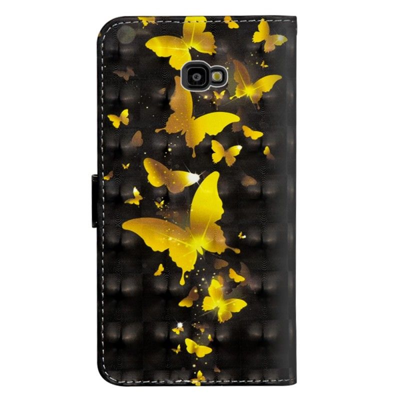 Leren Hoesje voor Samsung Galaxy J4 Plus Gele Vlinders