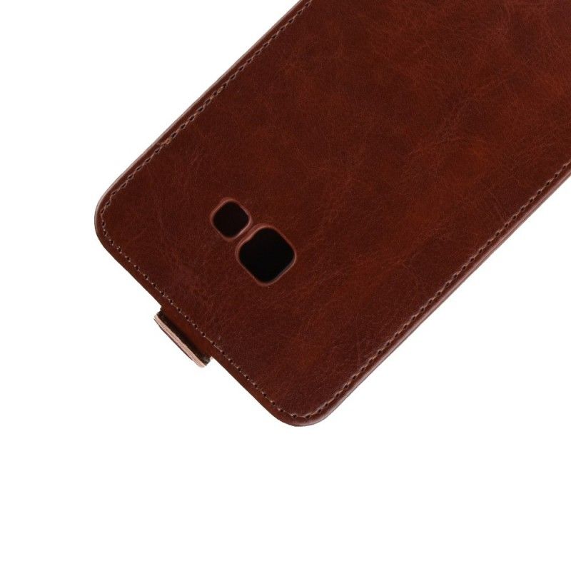 Leren Hoesje voor Samsung Galaxy J4 Plus Rood Zwart Vouwledereffect