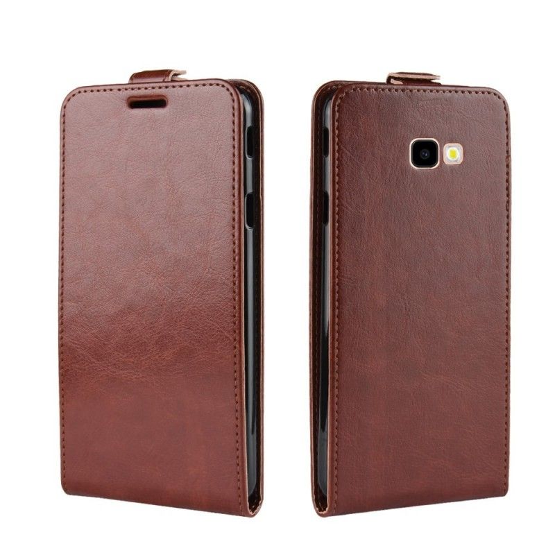 Leren Hoesje voor Samsung Galaxy J4 Plus Rood Zwart Vouwledereffect