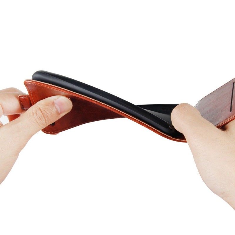 Leren Hoesje voor Samsung Galaxy J4 Plus Rood Zwart Vouwledereffect