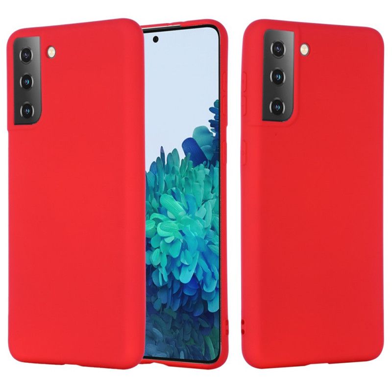 Case Hoesje Samsung Galaxy S21 Plus 5G Rood Zwart Telefoonhoesje Ontwerp Van Vloeibaar Siliconen