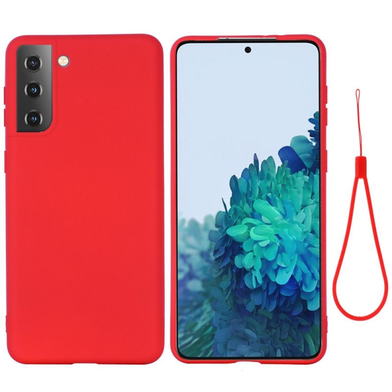 Case Hoesje Samsung Galaxy S21 Plus 5G Rood Zwart Telefoonhoesje Ontwerp Van Vloeibaar Siliconen