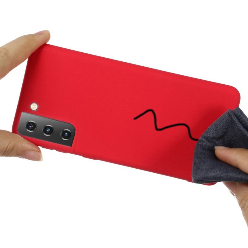 Case Hoesje Samsung Galaxy S21 Plus 5G Rood Zwart Telefoonhoesje Ontwerp Van Vloeibaar Siliconen