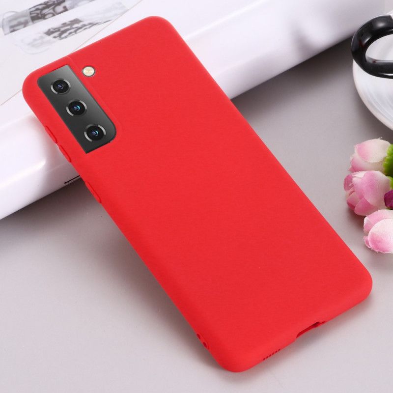 Case Hoesje Samsung Galaxy S21 Plus 5G Rood Zwart Telefoonhoesje Ontwerp Van Vloeibaar Siliconen