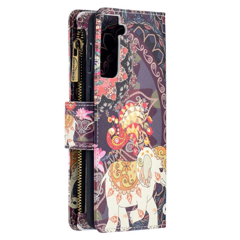 Cover Folio-hoesje Samsung Galaxy S21 Plus 5G Telefoonhoesje Zak Met Olifantenrits