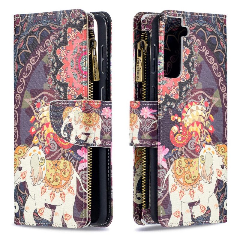 Cover Folio-hoesje Samsung Galaxy S21 Plus 5G Telefoonhoesje Zak Met Olifantenrits