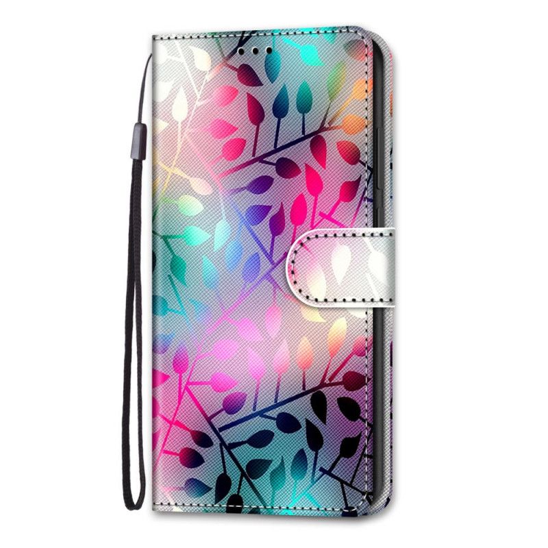 Flip Case Leren Samsung Galaxy S21 Plus 5G Neonbladeren