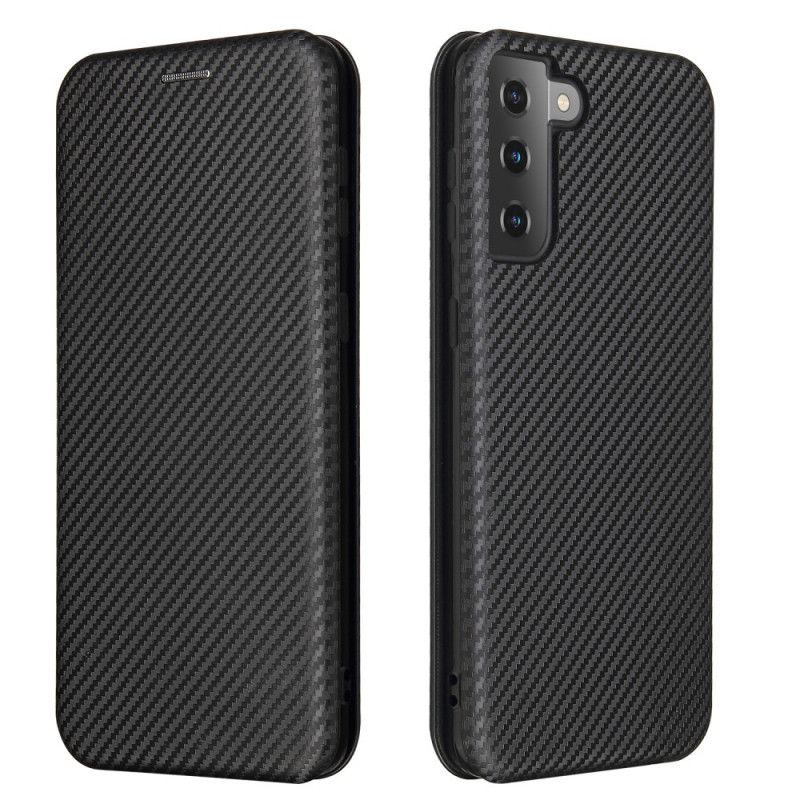 Folio-hoesje Samsung Galaxy S21 Plus 5G Oranje Zwart Telefoonhoesje Koolstofvezel