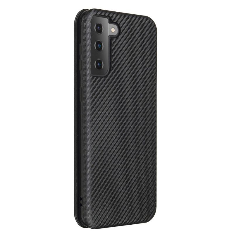 Folio-hoesje Samsung Galaxy S21 Plus 5G Oranje Zwart Telefoonhoesje Koolstofvezel