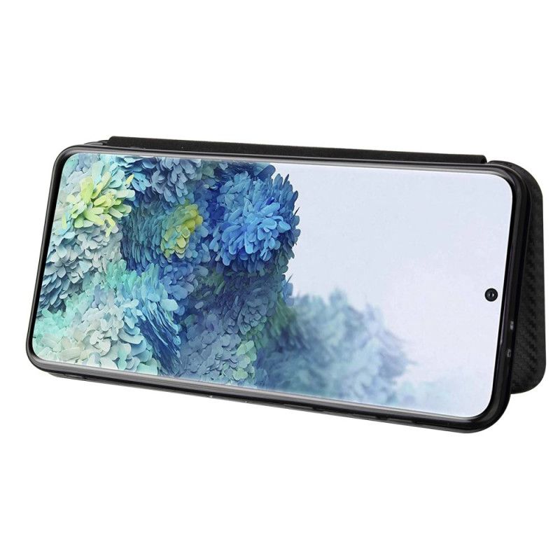 Folio-hoesje Samsung Galaxy S21 Plus 5G Oranje Zwart Telefoonhoesje Koolstofvezel