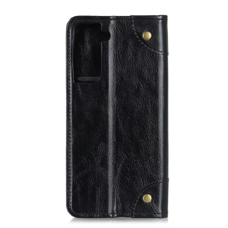 Folio-hoesje voor Samsung Galaxy S21 Plus 5G Donkerblauw Zwart Vintage Oud