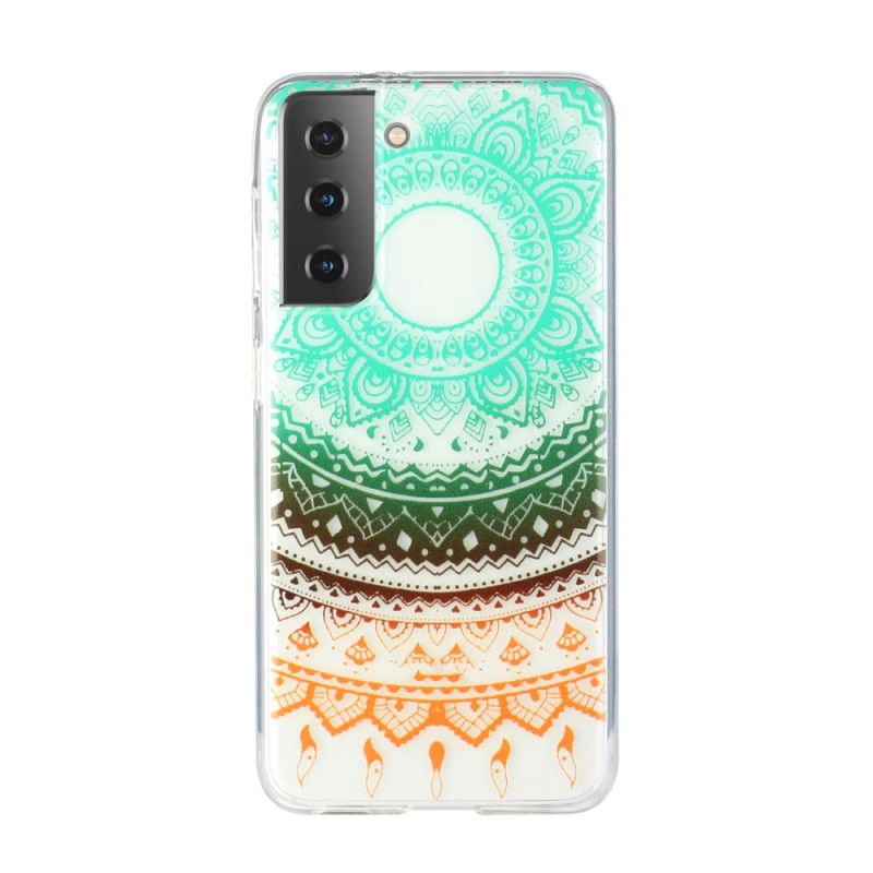 Hoesje Samsung Galaxy S21 Plus 5G Groen Zwart Transparante Bloemenmandala