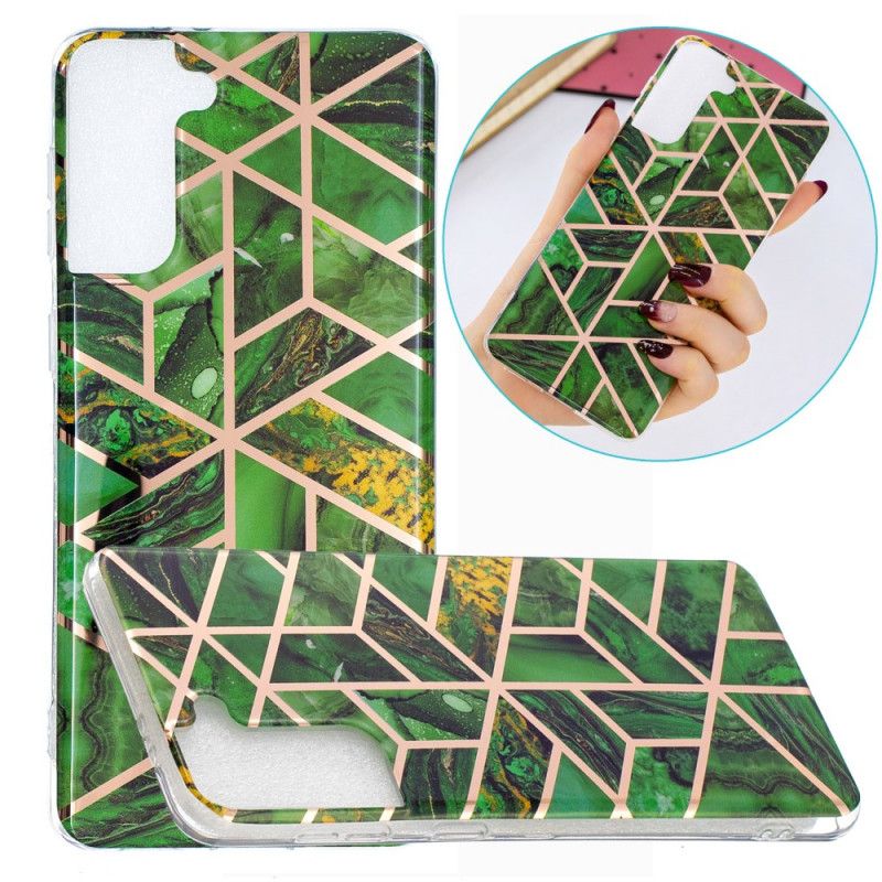 Hoesje Samsung Galaxy S21 Plus 5G Groen Zwart Ultra Designer Marmer