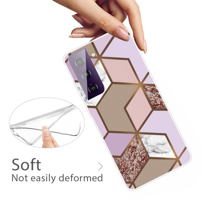 Hoesje Samsung Galaxy S21 Plus 5G Wit Zwart Geometrie 2.0